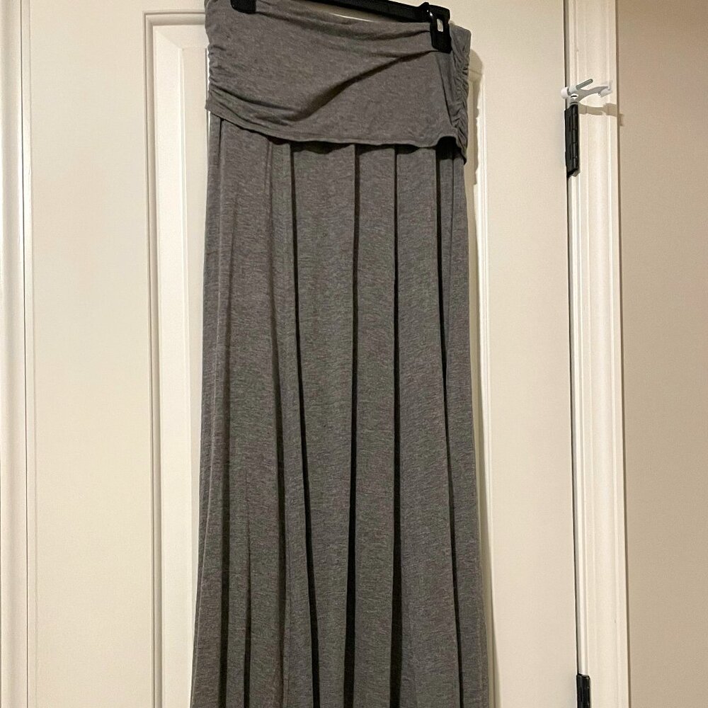 Max Studio Maxi Skirt Women’s Size M Gray Pull-On Elastic Waist Soft Stretch (Pr
